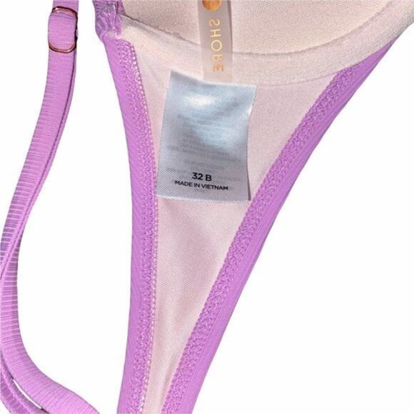 Shade & Shore Lavender Scalloped Ruffle Swim Bikini Top Women's Size 32B - Picture 9 of 9